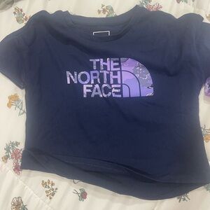 The North Face Kids Purple Logo Navy Tee
